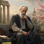 "Di bawah reruntuhan kuno, mencari esensi 'Eudaimonia'—kebahagiaan sejati yang melampaui kesenangan sesaat.